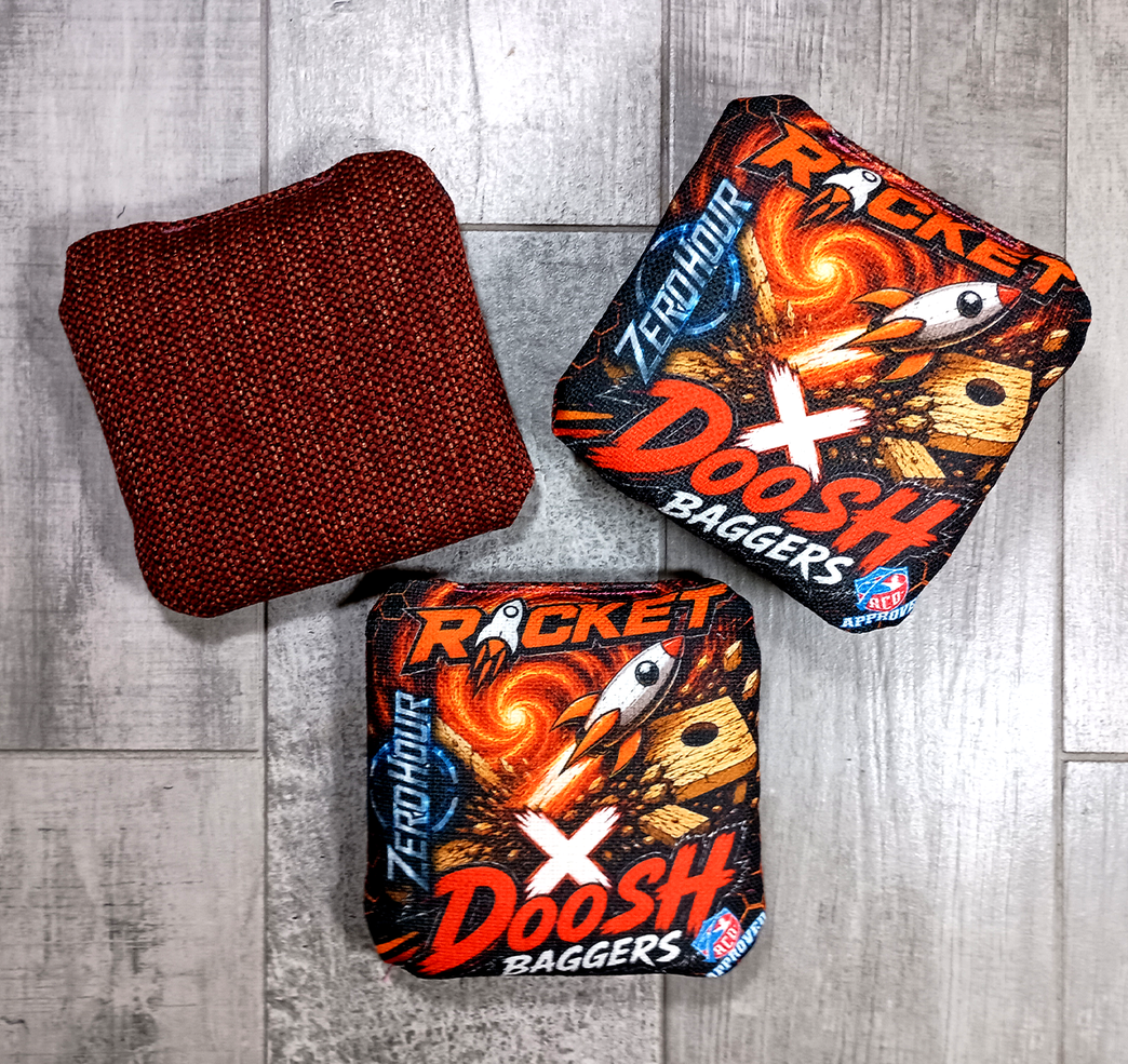 Zero Hour, Rocket Doosh Collab ACO Stamped Cornhole Bags