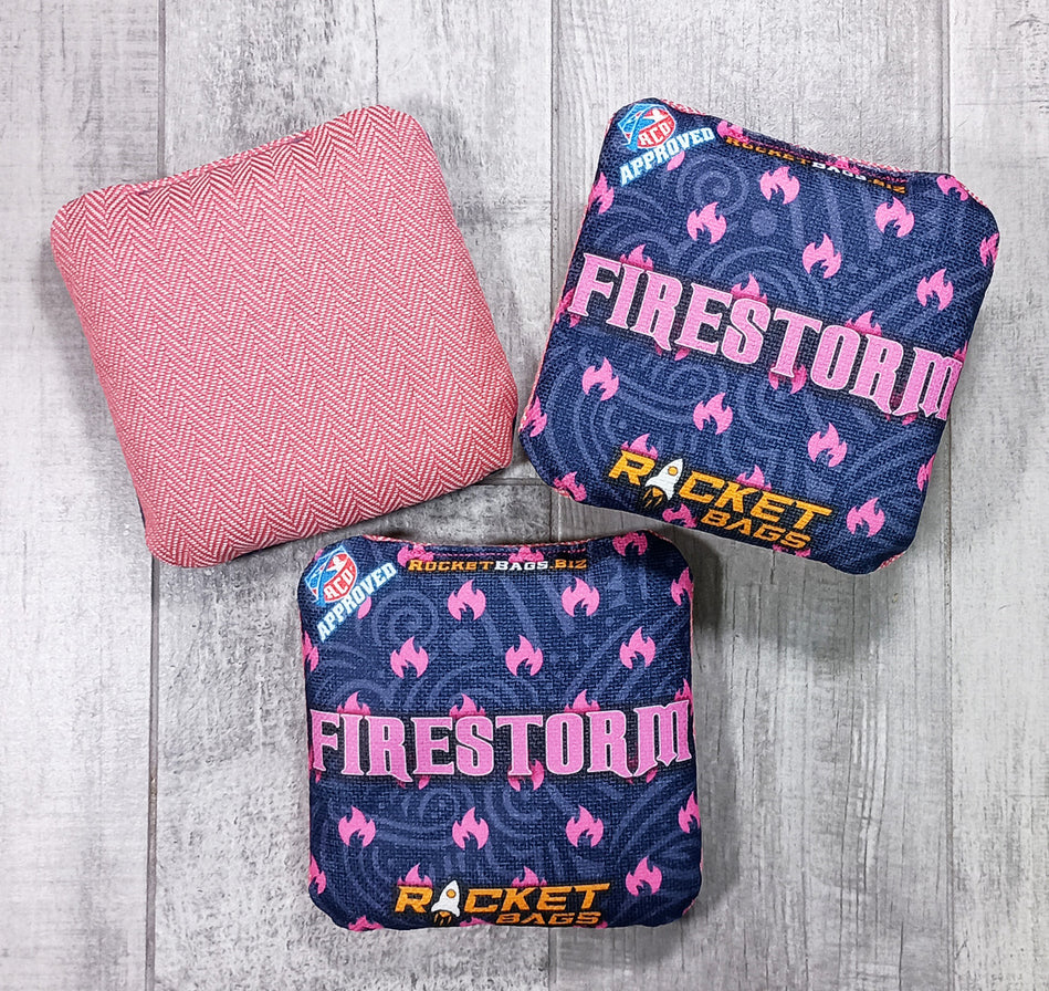 pink herringbone cornhole bags