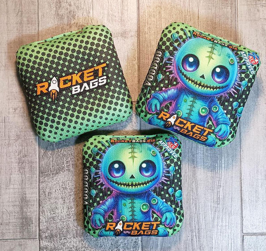 Green VooDoo Doll Cornhole Bags ACO Approved Season 21