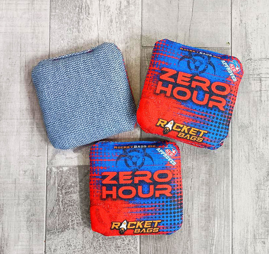 Red Zero Hour ACO Stamped Carpet Cornhole Bags
