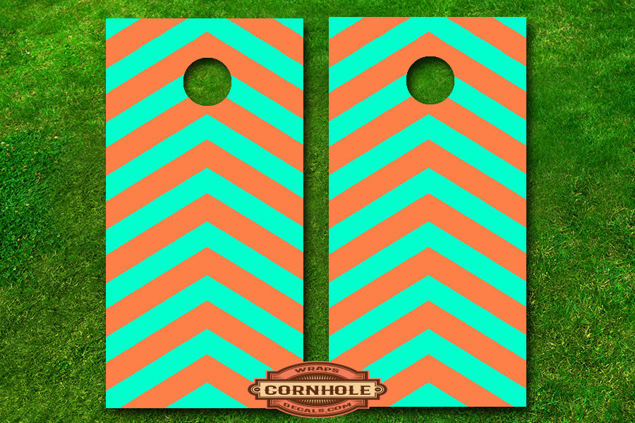 Custom 2 Color Chevron Stripe Cornhole Board Wraps Rocket Cornhole Bags