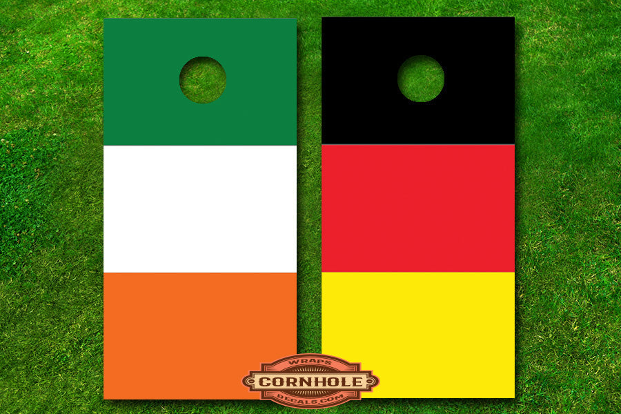 Custom 3 Color Stripe Pattern Cornhole Board Wraps Rocket Cornhole Bags