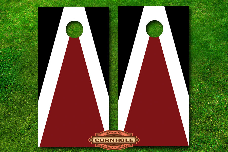 Custom 3 Color Triangle Pattern #2 Cornhole Board Wraps Rocket Cornhole Bags