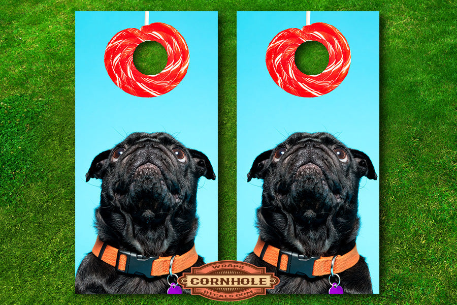 Pug Dog Cornhole Board Decals Rocket Cornhole Bags
