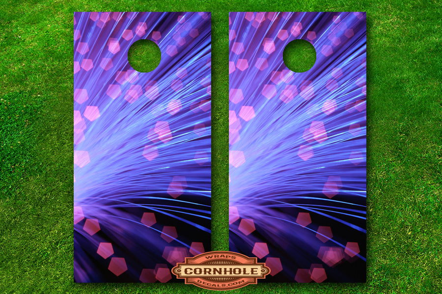 Abstract Bokeh Cornhole Board Wraps Rocket Cornhole Bags