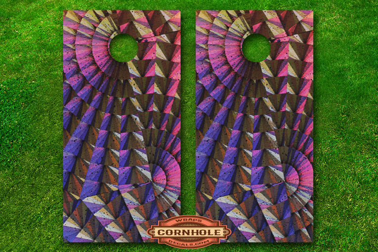 Abstract Prism Cornhole Board Wraps Rocket Cornhole Bags