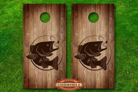 custom corntoss really hooked fish co Bass Fishing Hook Cornhole Board Wrap