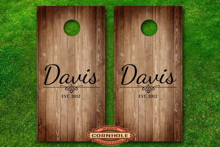 Family Last Name Monogram #2 Cornhole Board Decal Rocket Cornhole Bags