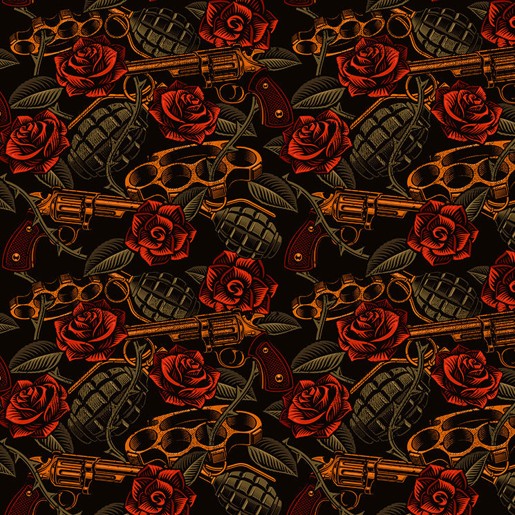 Guns, Brass Knuckles and Grenades Tattoo Cornhole Wrap Rocket Cornhole Bags