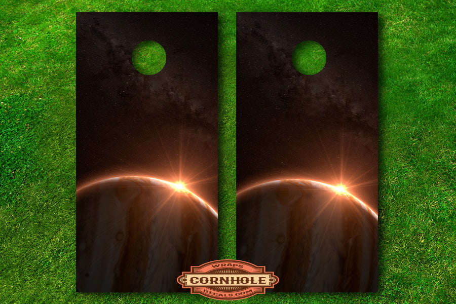 Planet Jupiter Outer Space Cornhole Board Decals Rocket Cornhole Bags
