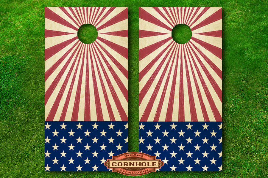 Patriotic US Flag Cornhole Board Wrap #1 Rocket Cornhole Bags