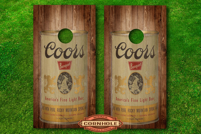Vintage Coors Can Cornhole Decals Rocket Cornhole Bags