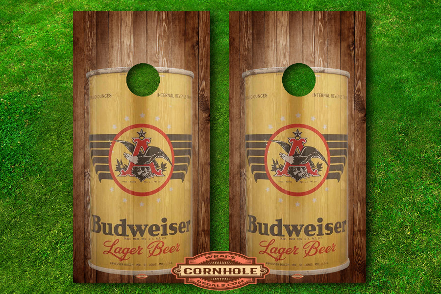 Vintage Budweiser Can Cornhole Decals Rocket Cornhole Bags