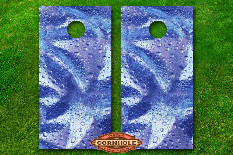 Abstract Water Droplets Cornhole Board Wraps Rocket Cornhole Bags