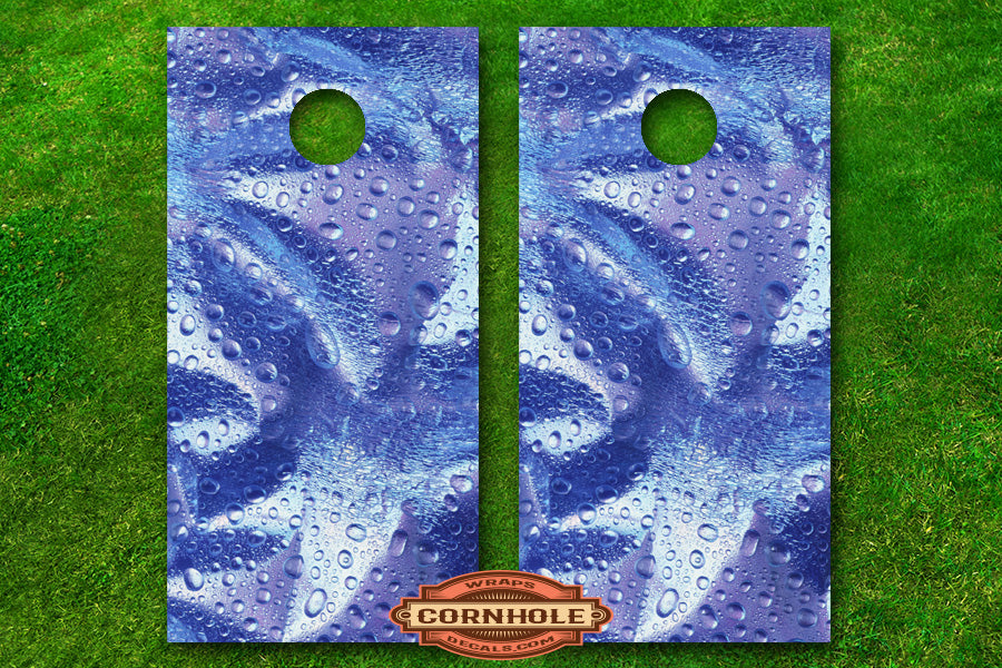 Abstract Water Droplets Cornhole Board Wraps Rocket Cornhole Bags