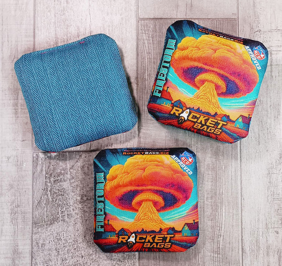 ACO Approved FireStorm Teal Pro Cornhole Bags