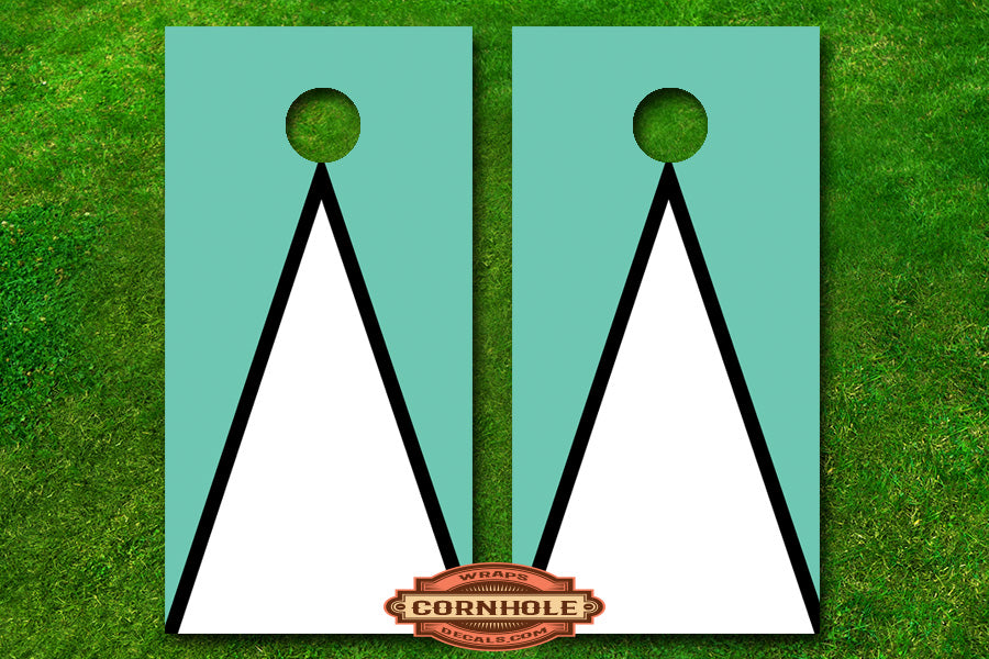 Custom 3 Color Triangle Pattern #1 Cornhole Board Wraps Rocket Cornhole Bags