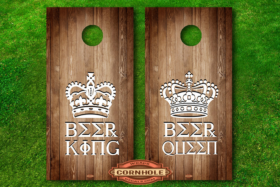 Beer King & Queen Cornhole Decal Wrap Rocket Cornhole Bags
