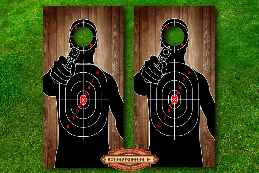 Target Practice Wood Second Amendment Cornhole Decals Rocket Cornhole Bags