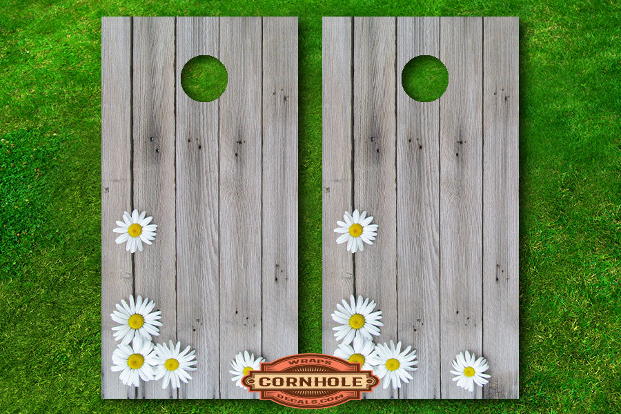 Daisies Cornhole Board Decals Rocket Cornhole Bags