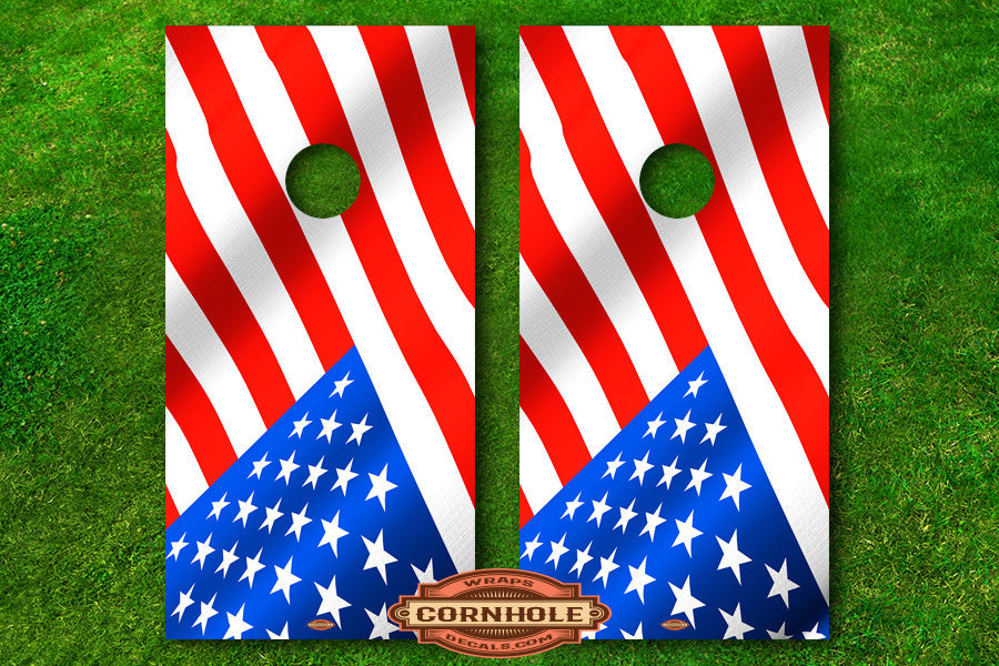 American Flags Decal Wrap Rocket Cornhole Bags