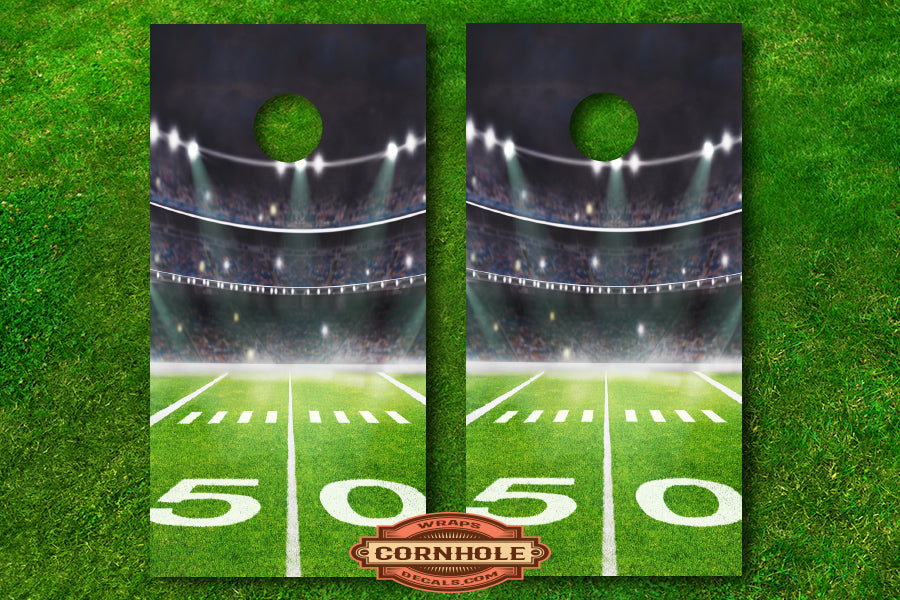 Football Stadium 50 Yard Line Decal Cornhole Board Wrap Rocket Cornhole Bags