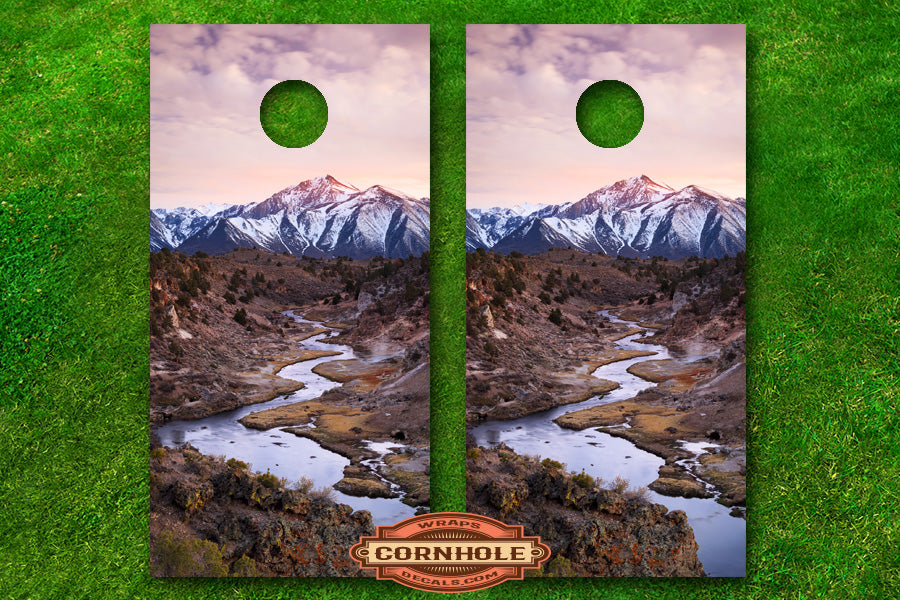 Mountain Landscape Cornhole Board Decals Rocket Cornhole Bags