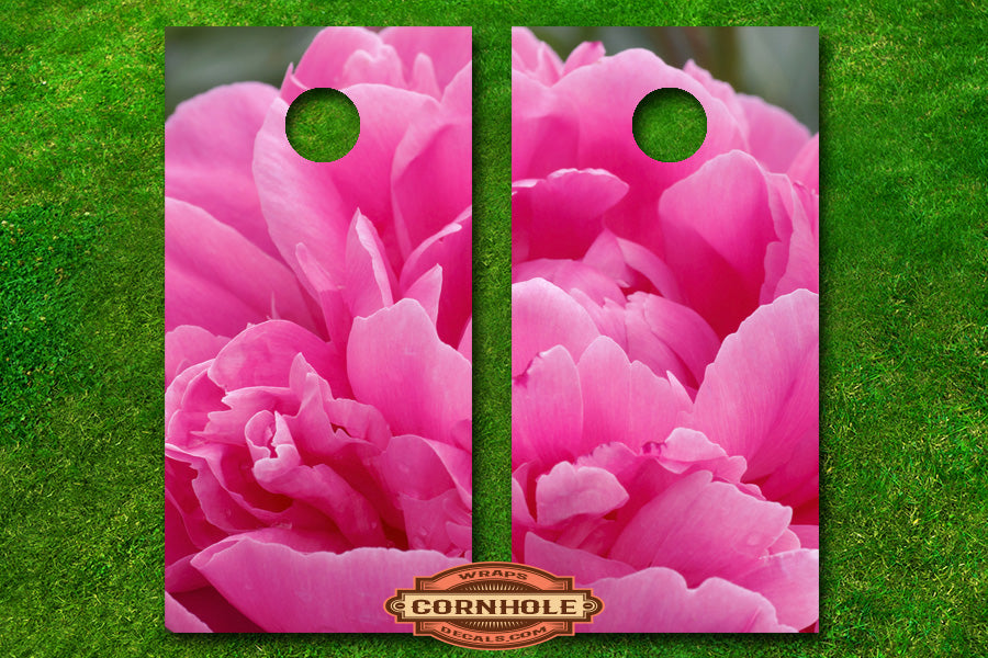 Pink Flower Petals Cornhole Board Wraps Rocket Cornhole Bags