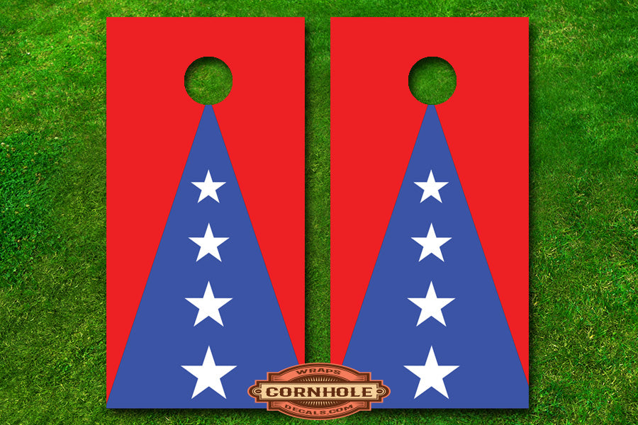 Patriotic Stars Triangle Pattern Cornhole Board Wraps Rocket Cornhole Bags