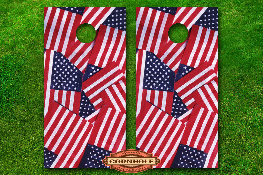 Mini US Flags Cornhole Board Wraps Rocket Cornhole Bags